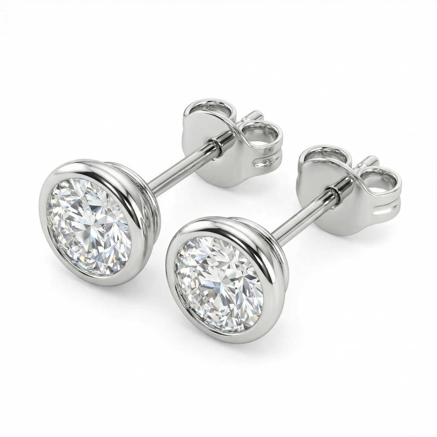 Bezel-Set Diamond Earrings