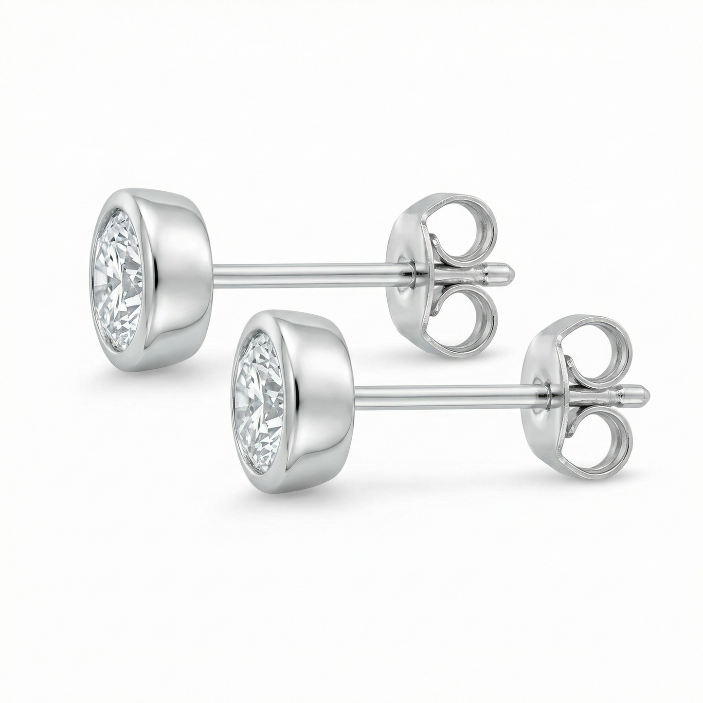 Bezel-Set Diamond Earrings